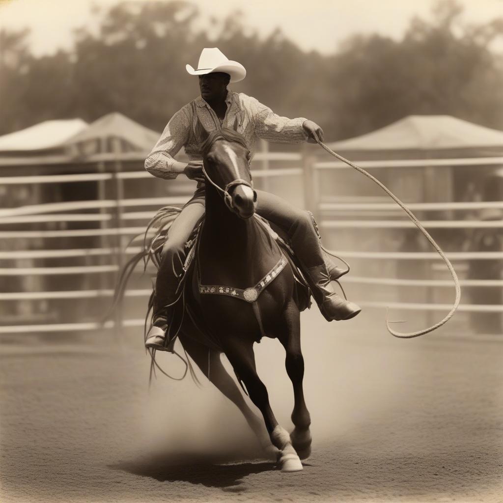 Nat Love competing in a rodeo