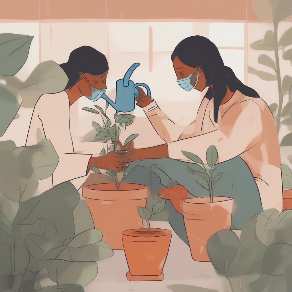 Nurturing Love and Growth: A Couple Watering a Plant