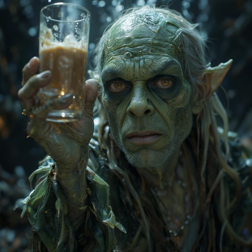 Old Gregg holding a glass of Baileys Irish Cream