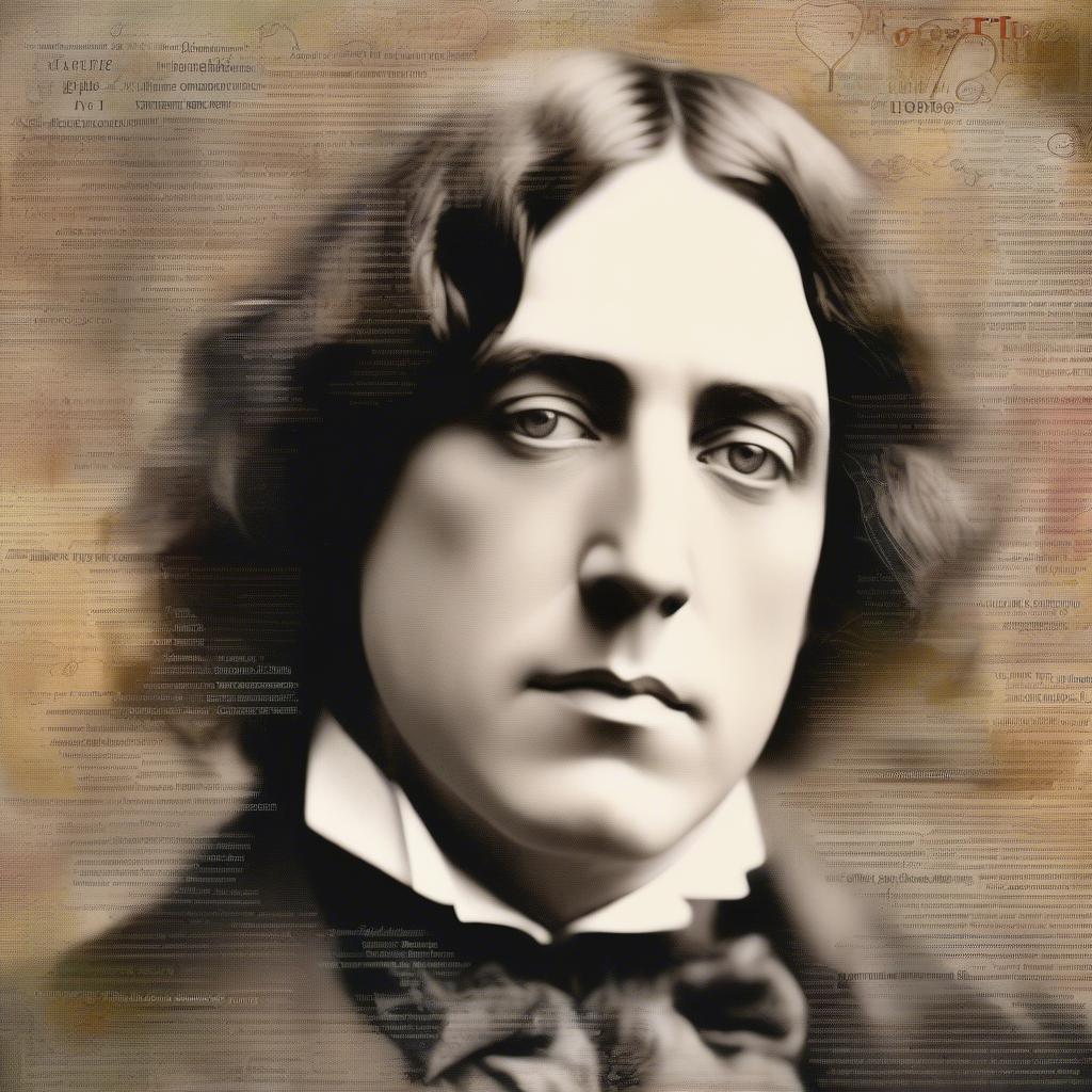 Oscar Wilde Portrait with Love Quotes Background