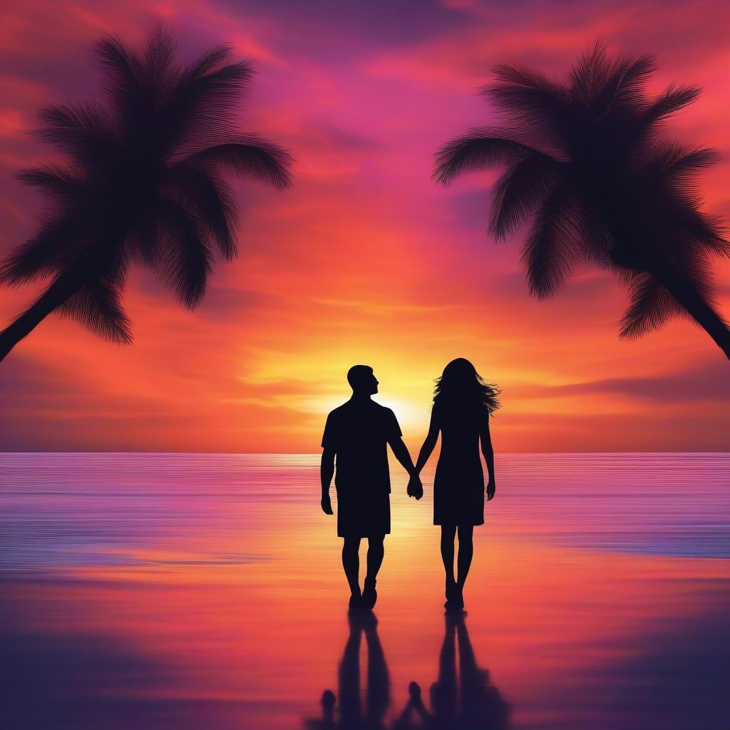 A couple holding hands, silhouetted against a dramatic sunset, symbolizing overcoming challenges together