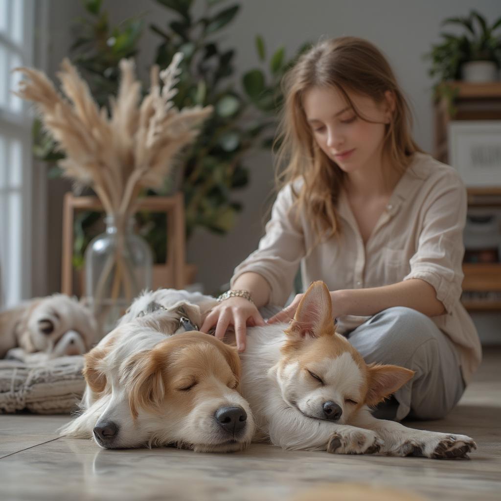 Owner Petting Dog Lovingly