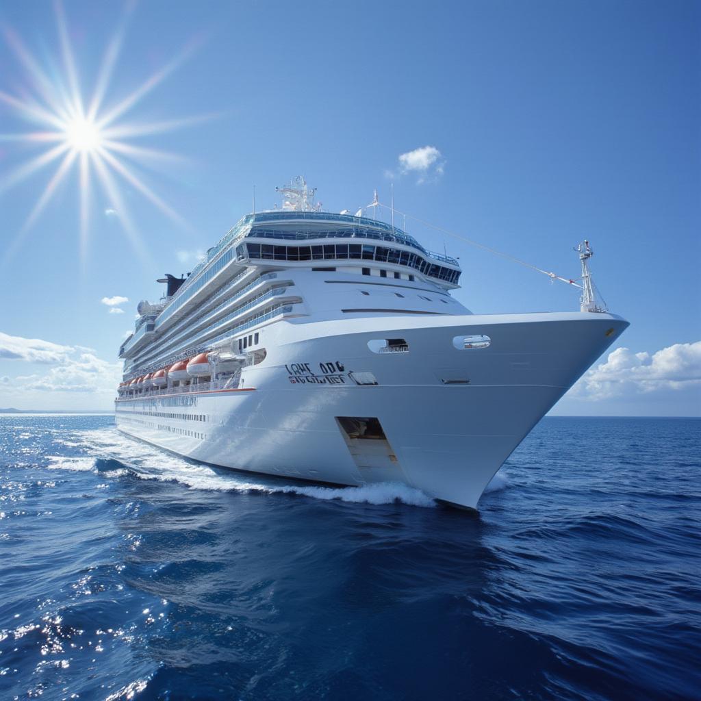 Pacific Princess sailing on the ocean, used for exterior shots in The Love Boat.