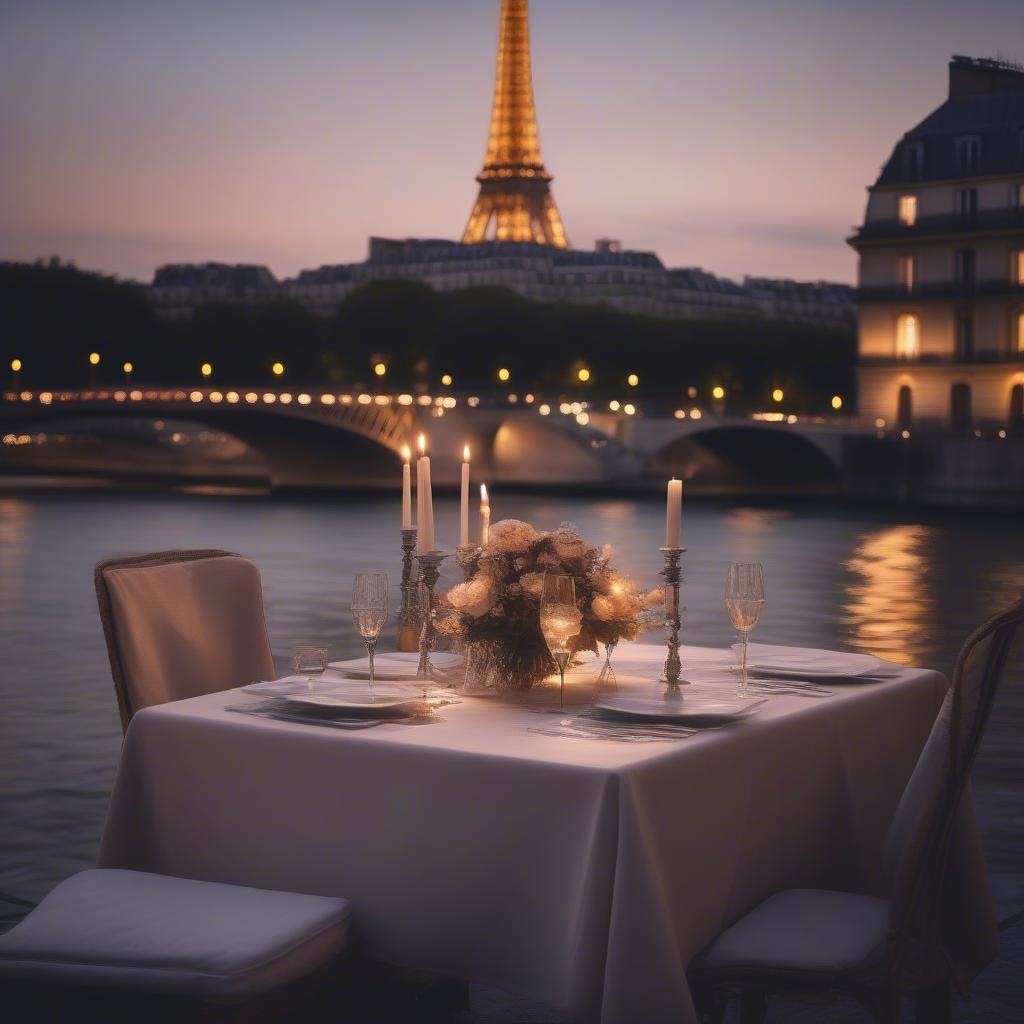 Romantic Dinner by the River Seine