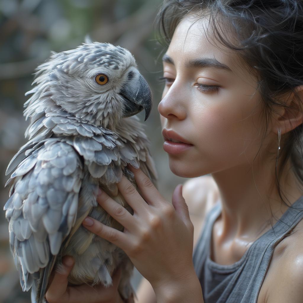 Parrot Preening Owner's Hair