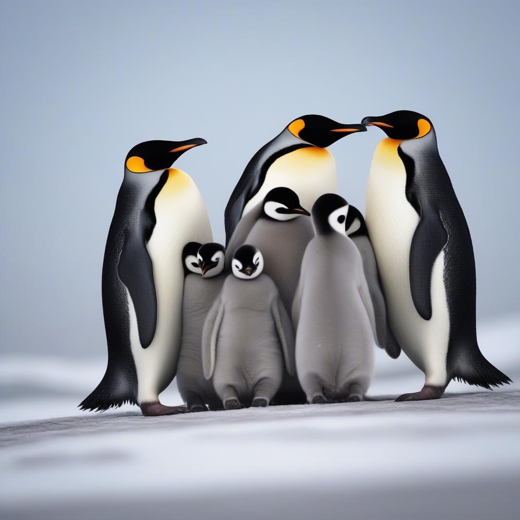 Penguin Family Huddling Together