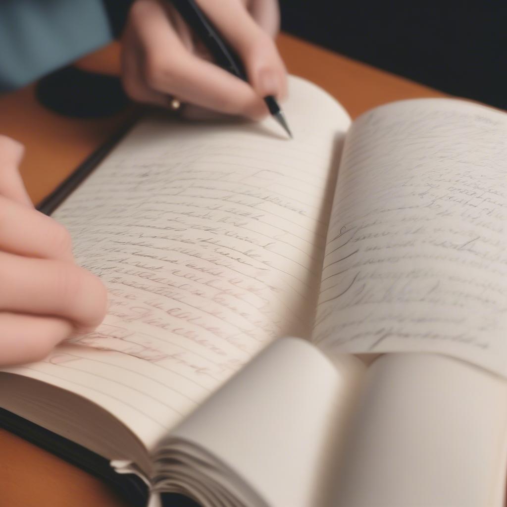 Person Writing in Journal with Inspirational Quotes