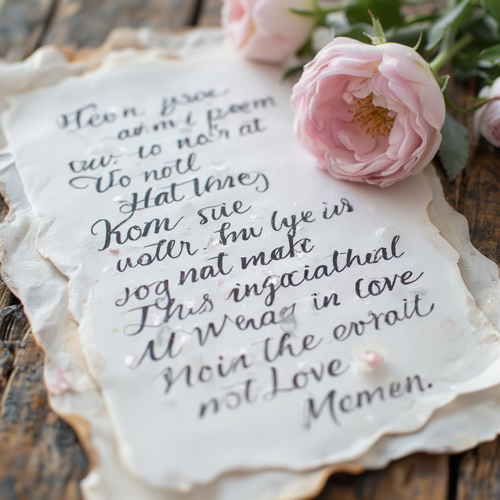 A close-up of a handwritten love letter with a personalized quote, emphasizing the thoughtfulness of a handwritten message.