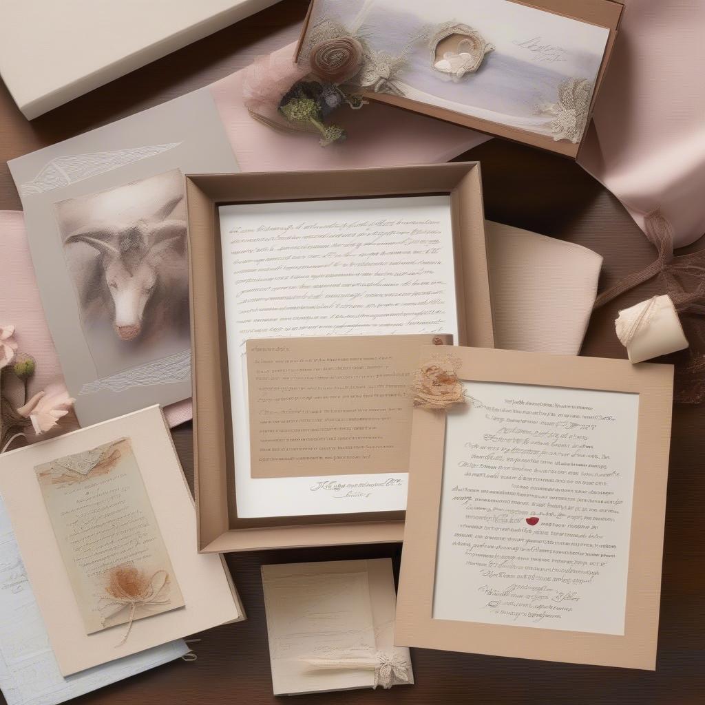 Different ways to present a love poem - framed, handwritten in a card, or as part of a scrapbook.