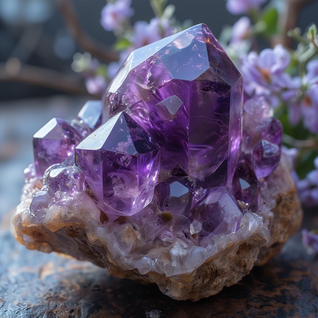 Purple amethyst gemstone symbolizing love