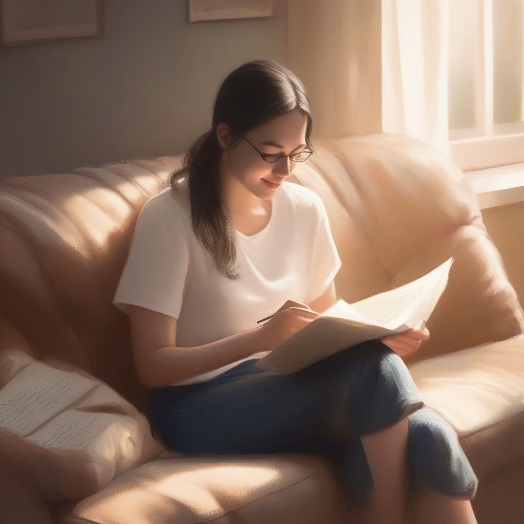 A person smiling while reading a love letter.