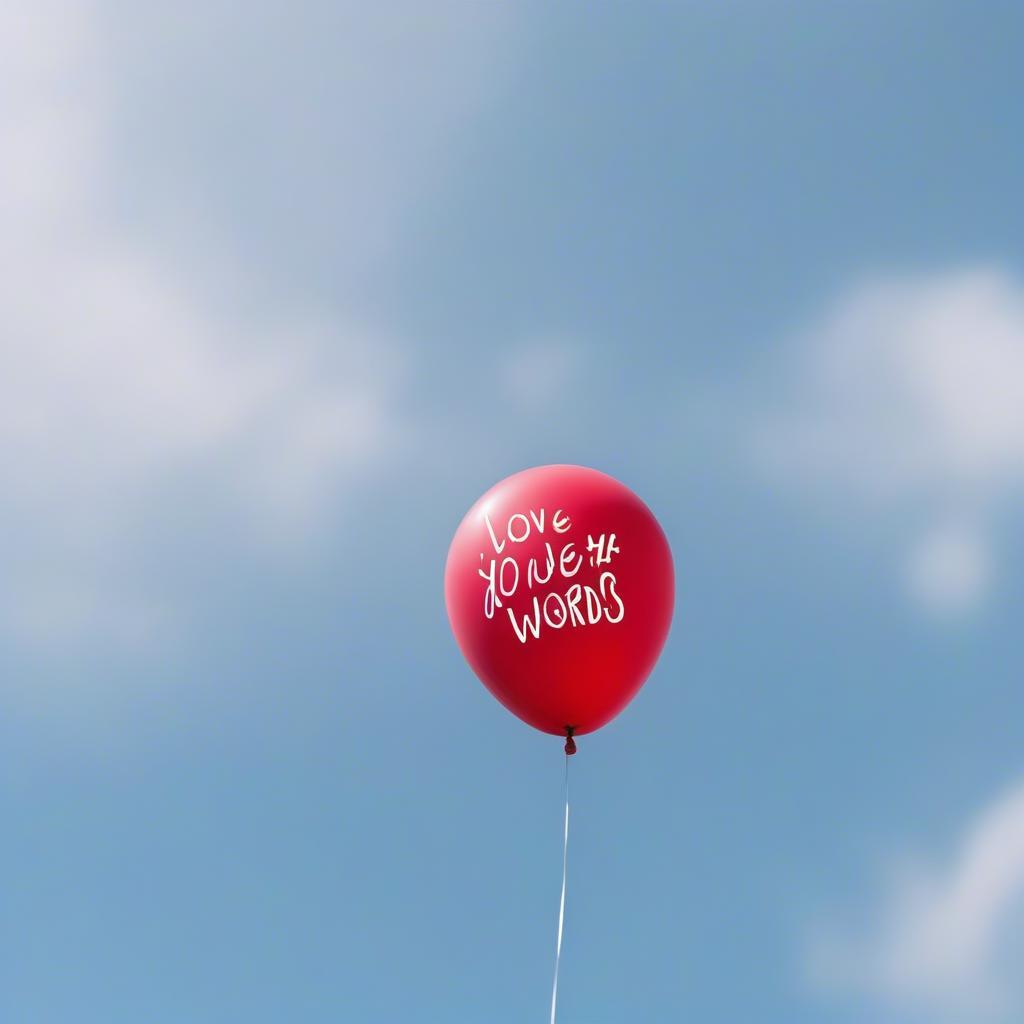 Red Balloon Love Quote Against a Sky Background