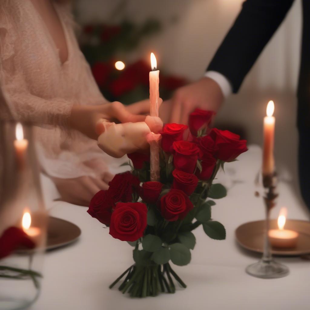 Couple Sharing a Romantic Anniversary Dinner