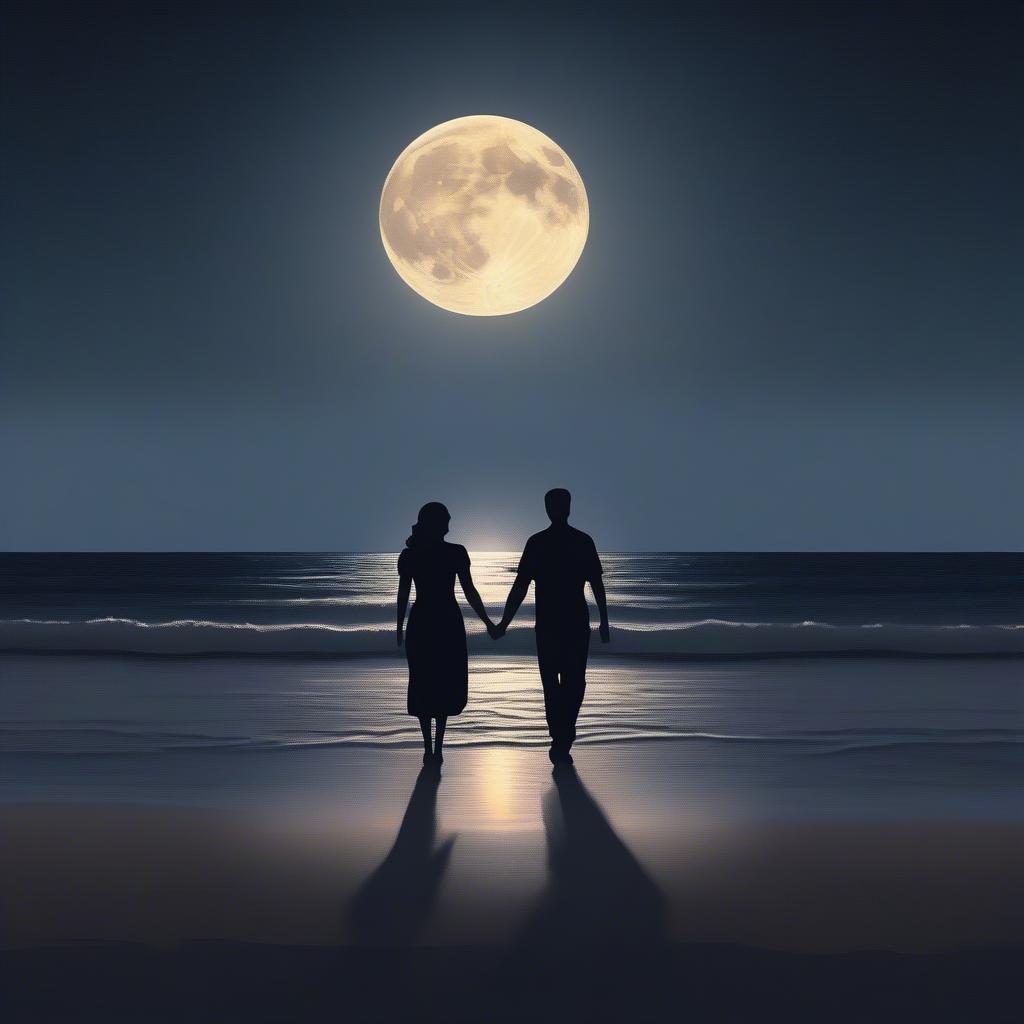 Romantic Beach Walk Under the Moonlight