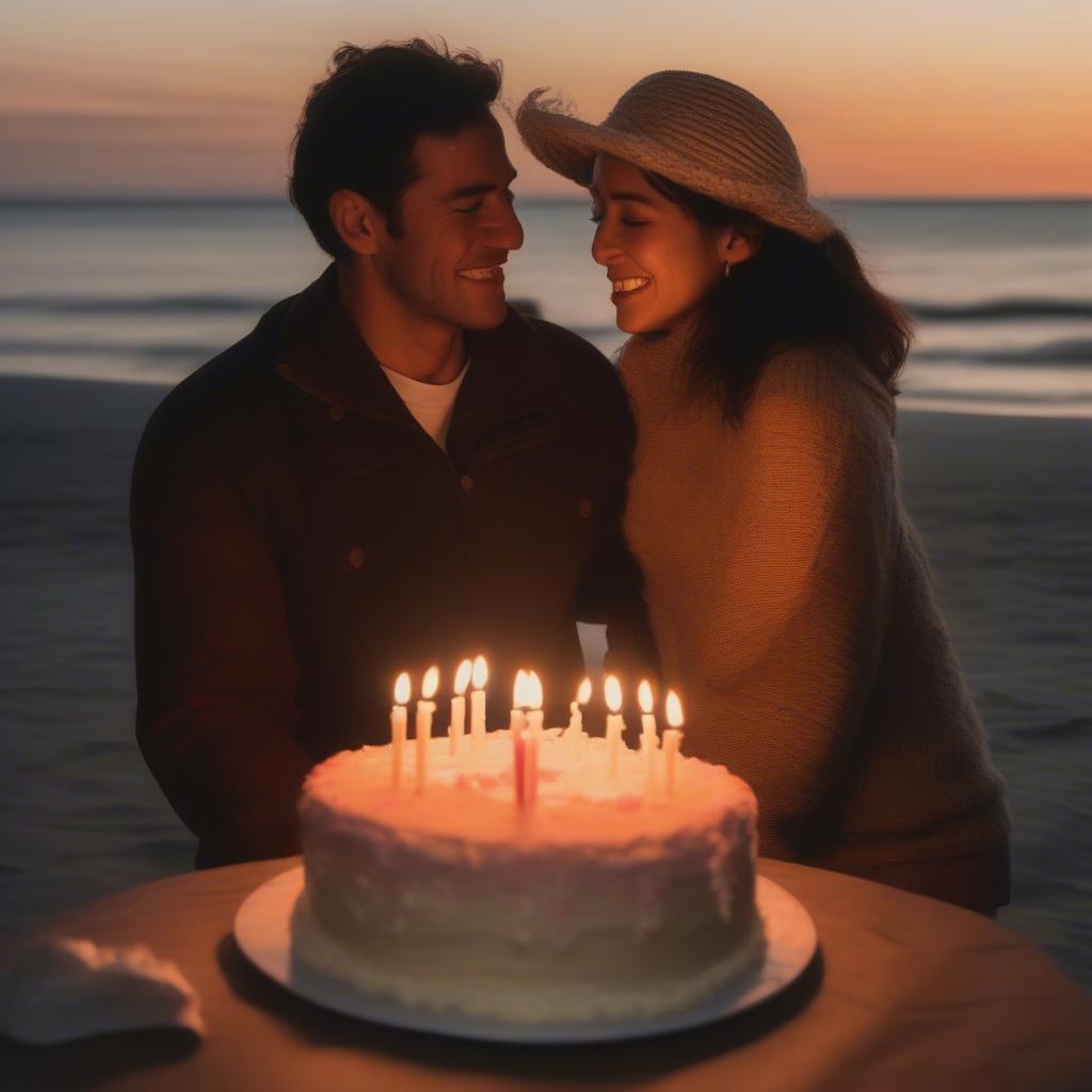 Couple Embracing on a Birthday