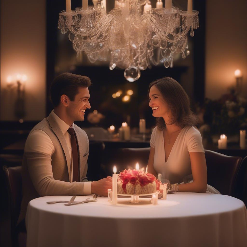 Couple enjoying a romantic birthday dinner