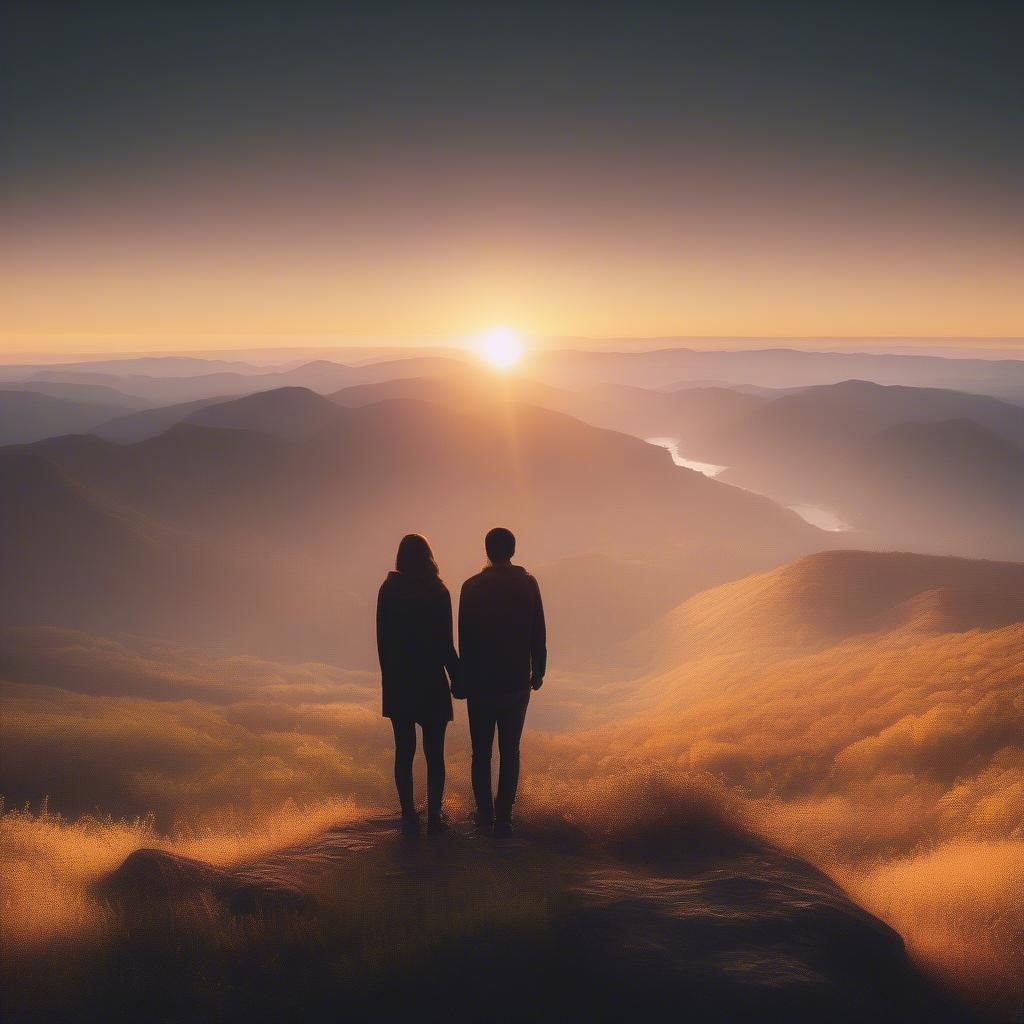 A couple experiencing a breathtaking moment, illustrating a movie quote about love