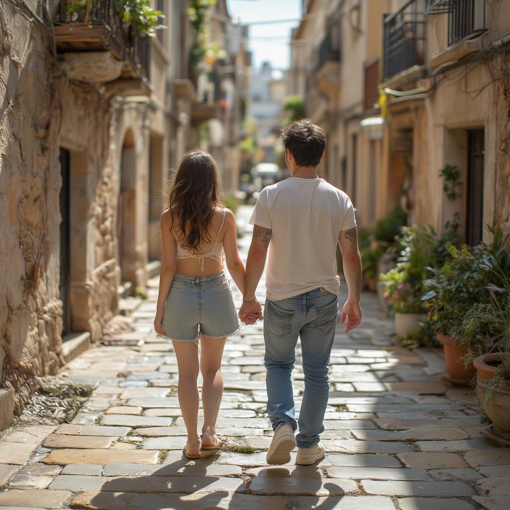 Romantic Couple Exploring an Ancient City