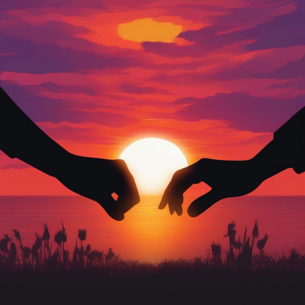 Couple Holding Hands at Sunset