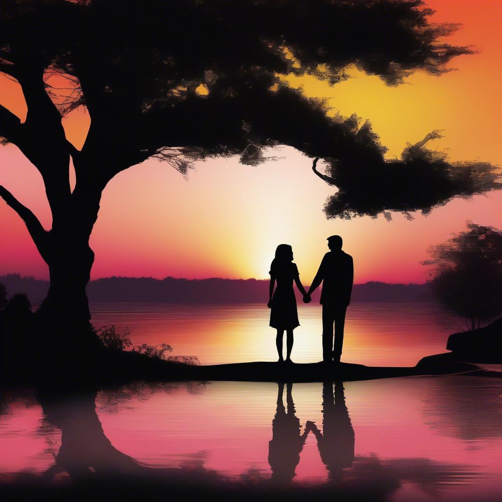 Couple Holding Hands at Sunset