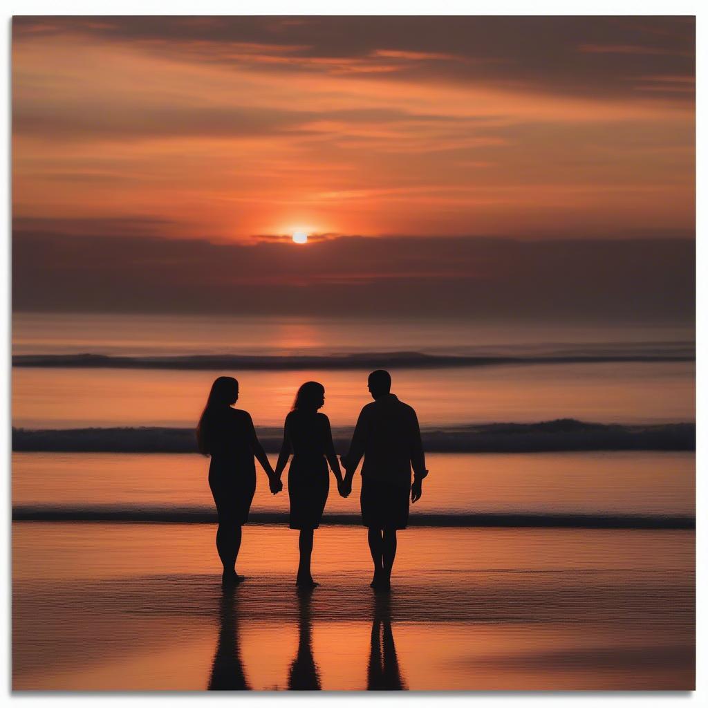 Couple sharing a romantic moment at sunset on the beach