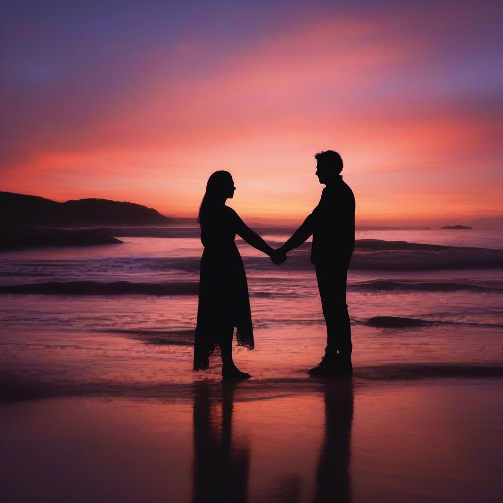 Couple sharing a sunset on the beach