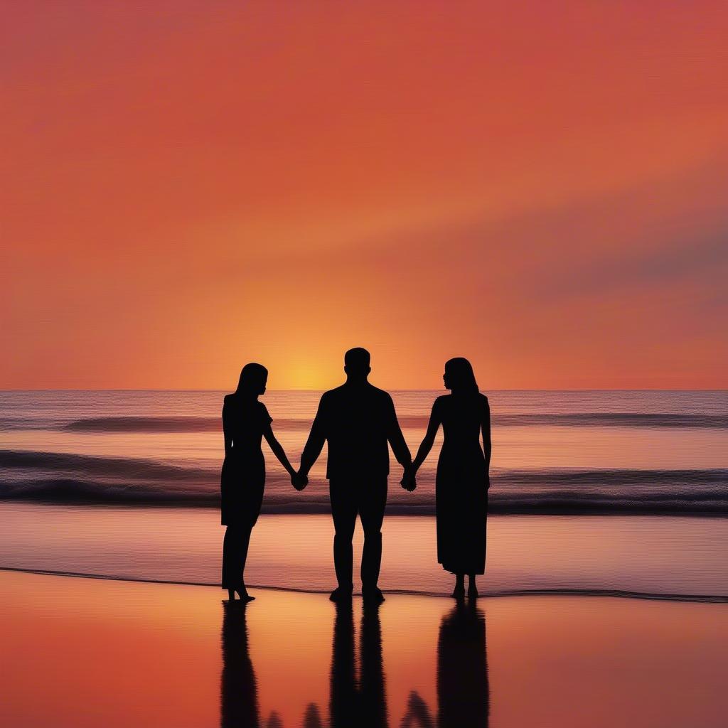 Couple Sharing a Romantic Sunset on the Beach