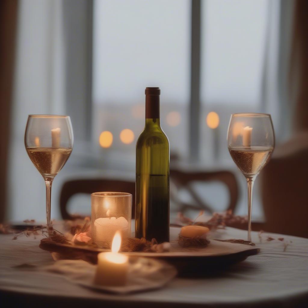 A couple enjoying a romantic candlelit dinner