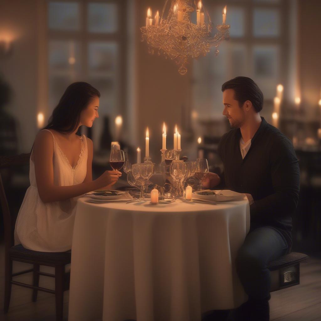 Couple enjoying a romantic dinner