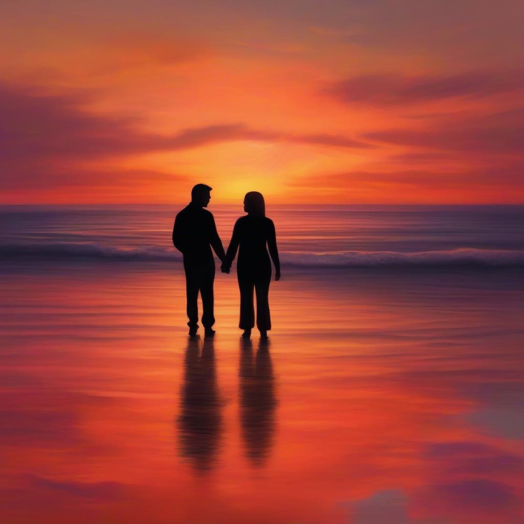 Couple watching sunset, symbolizing a romantic love quote.