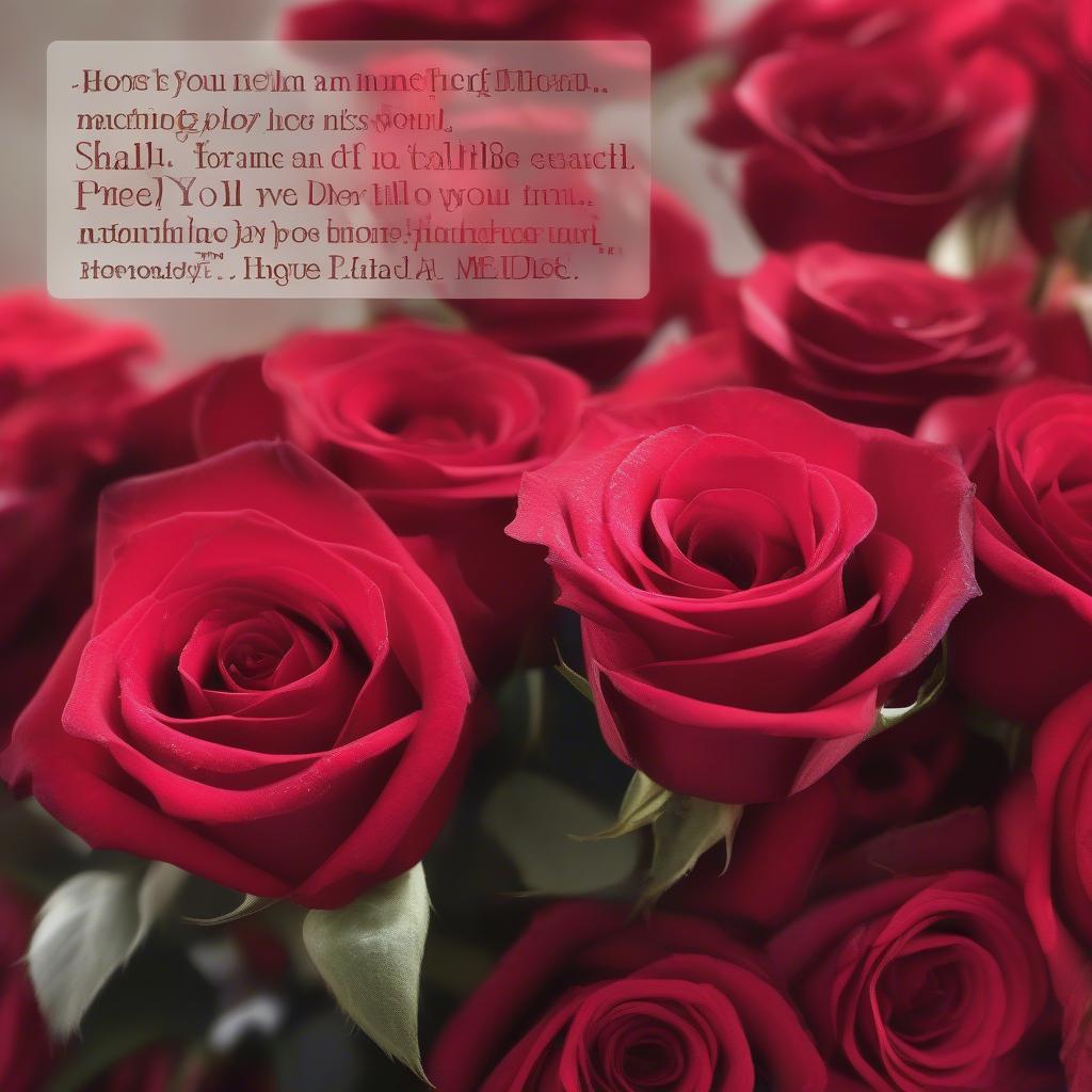 Red roses with romantic love quote