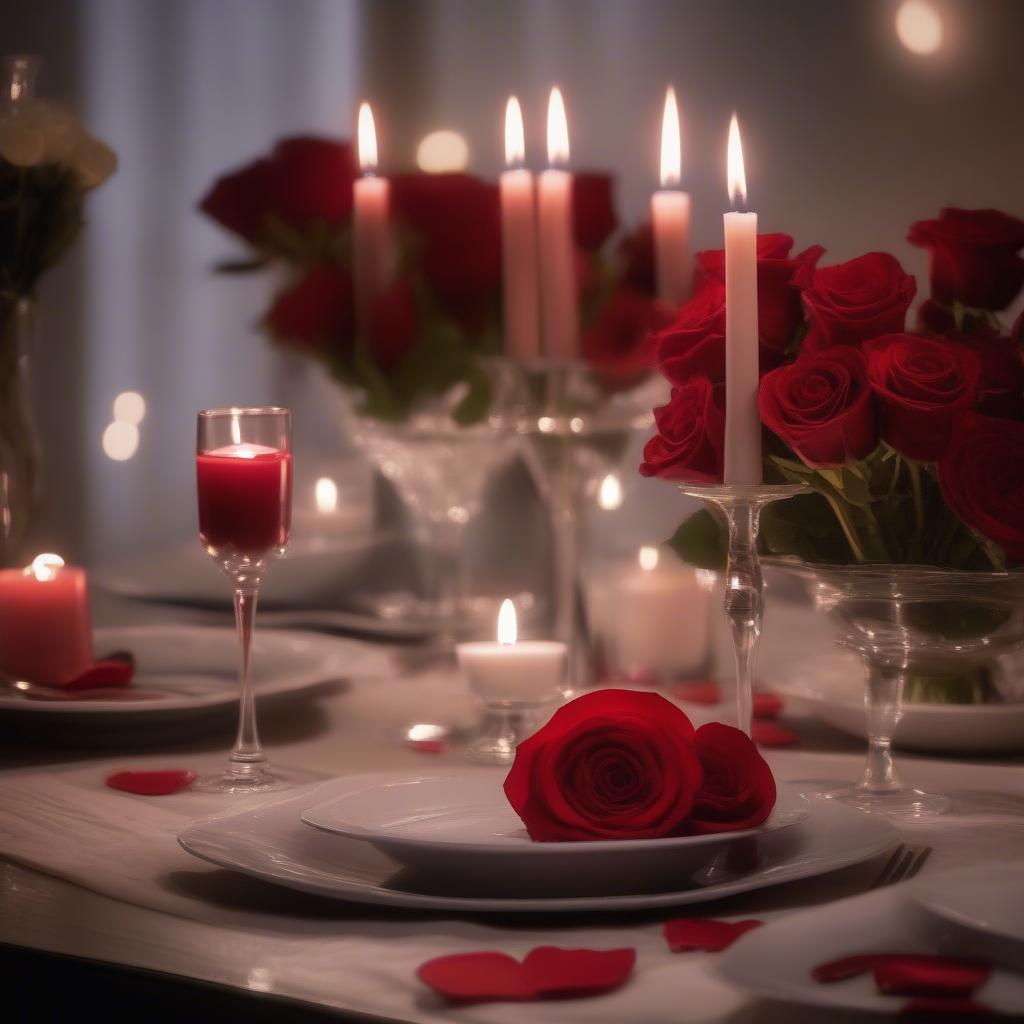 Romantic Valentine's Day dinner setup