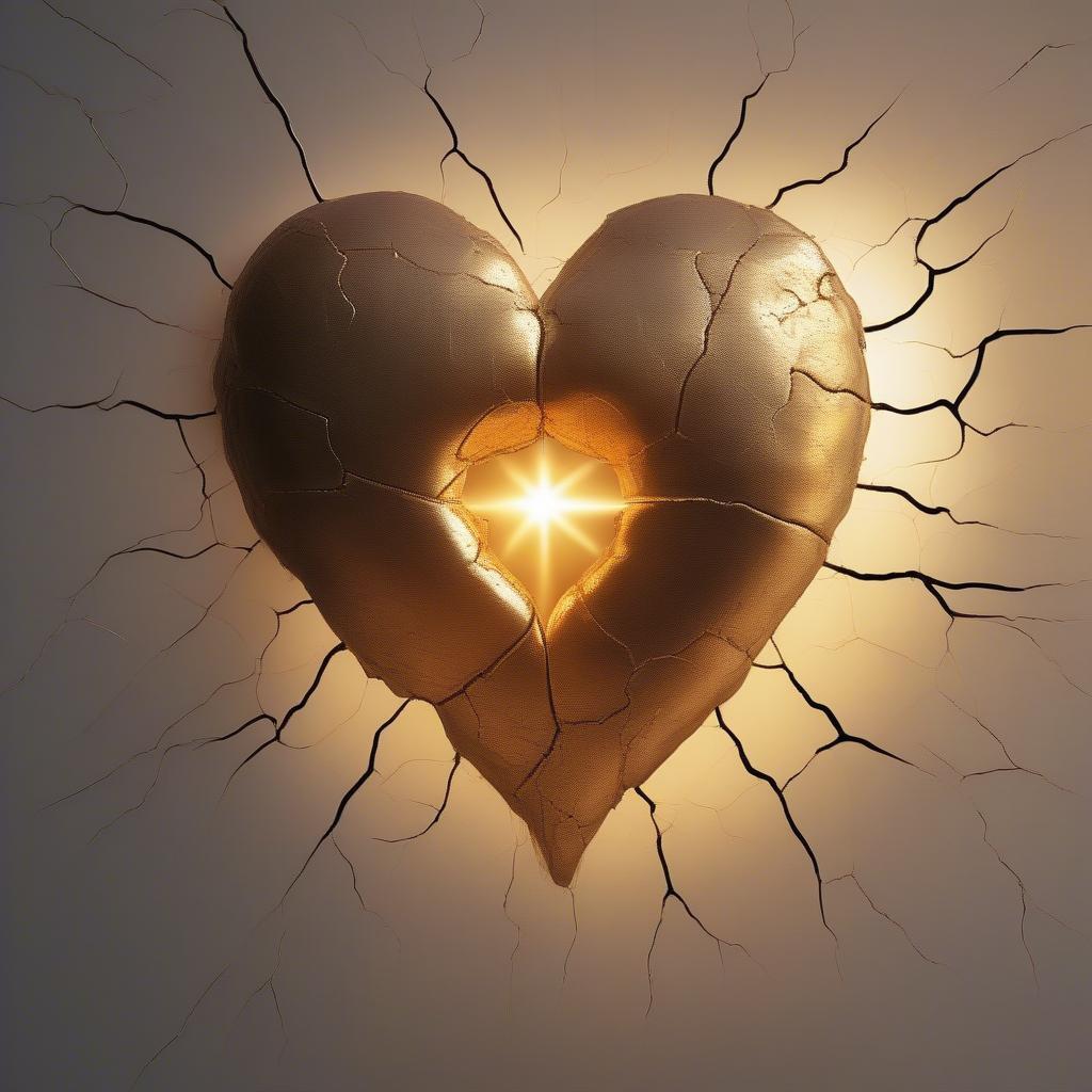 Rumi Love Quote: Showing a heart mending with golden light, symbolizing healing and love.