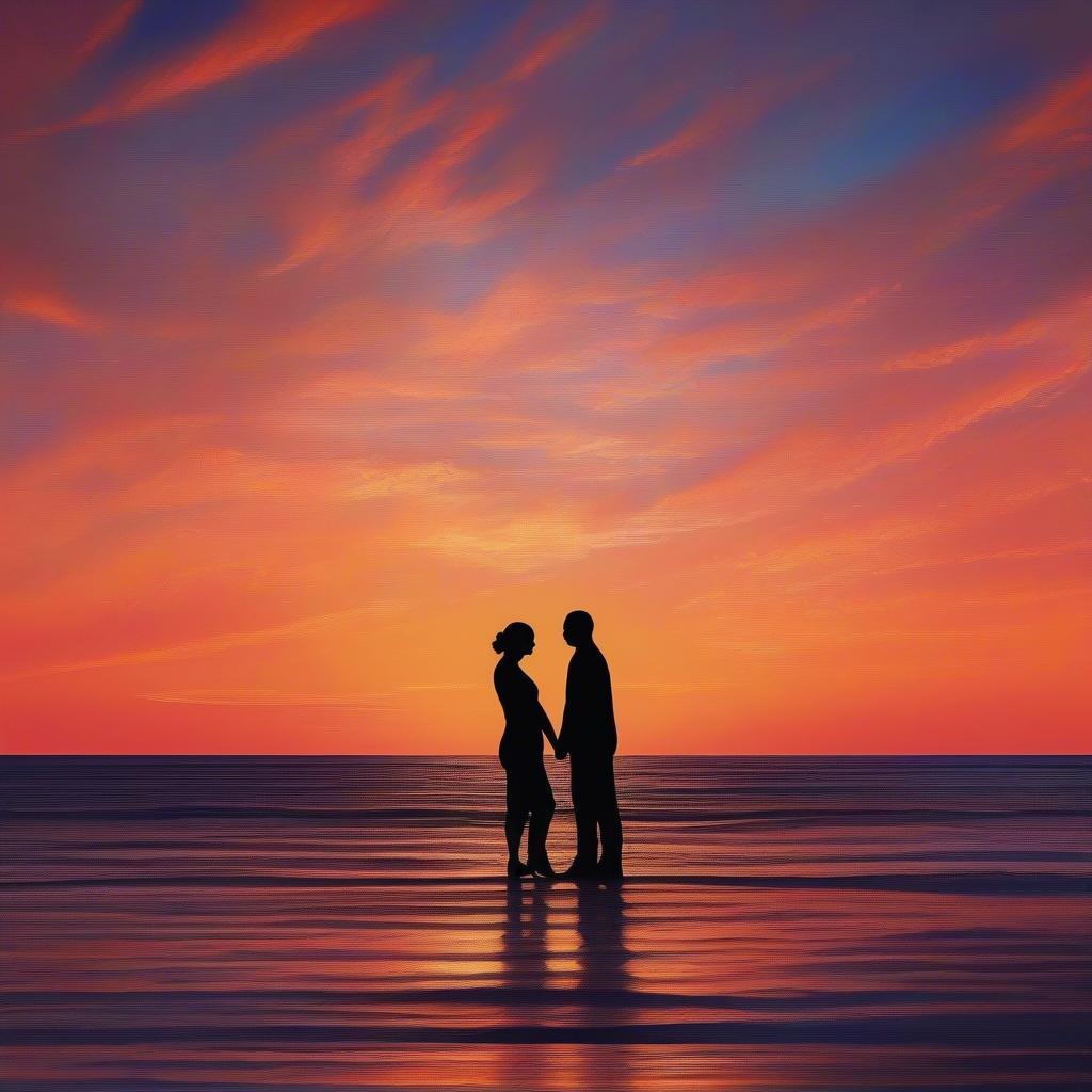 Couple on a beach watching the sunset, with the quote "As endless as the ocean, as timeless as the tides, my love for you knows no bounds." superimposed on the image.