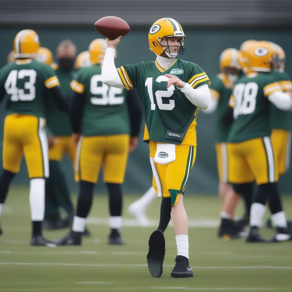 Sean Clifford practicing with the Green Bay Packers