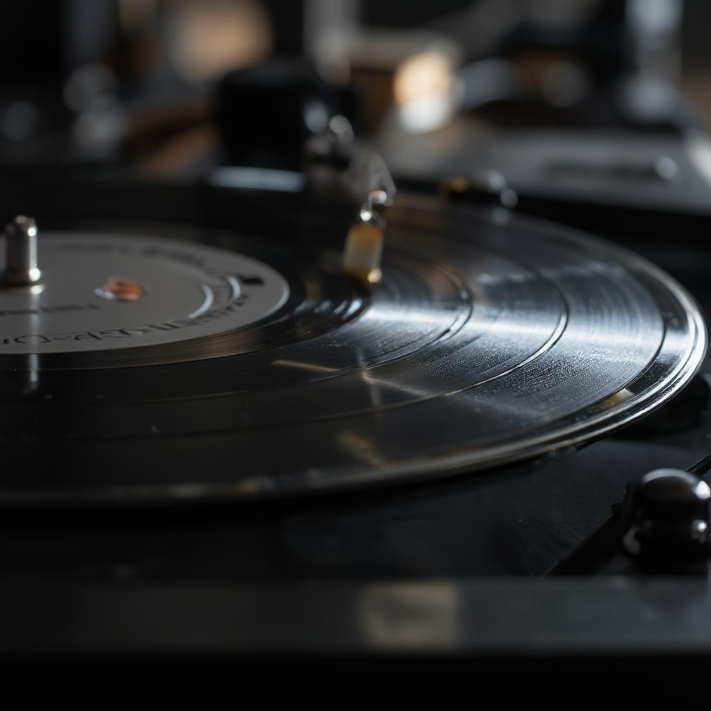 Vinyl record spinning a secret love song