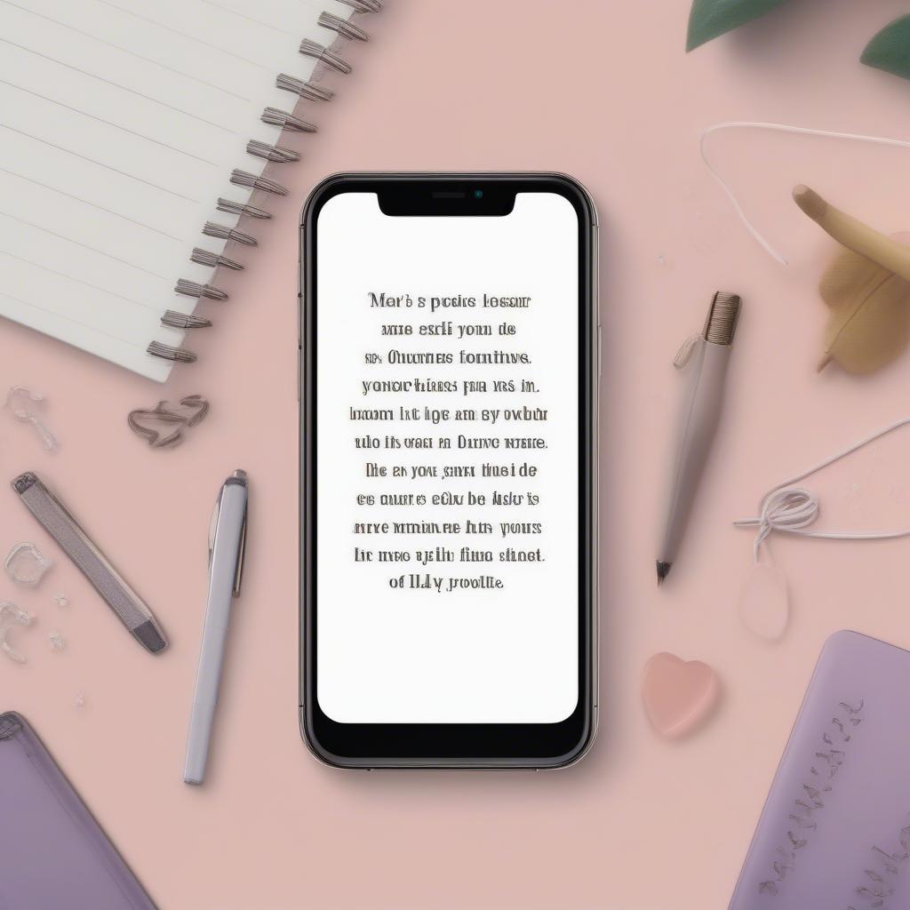 A phone displaying a self-love quote as its background.