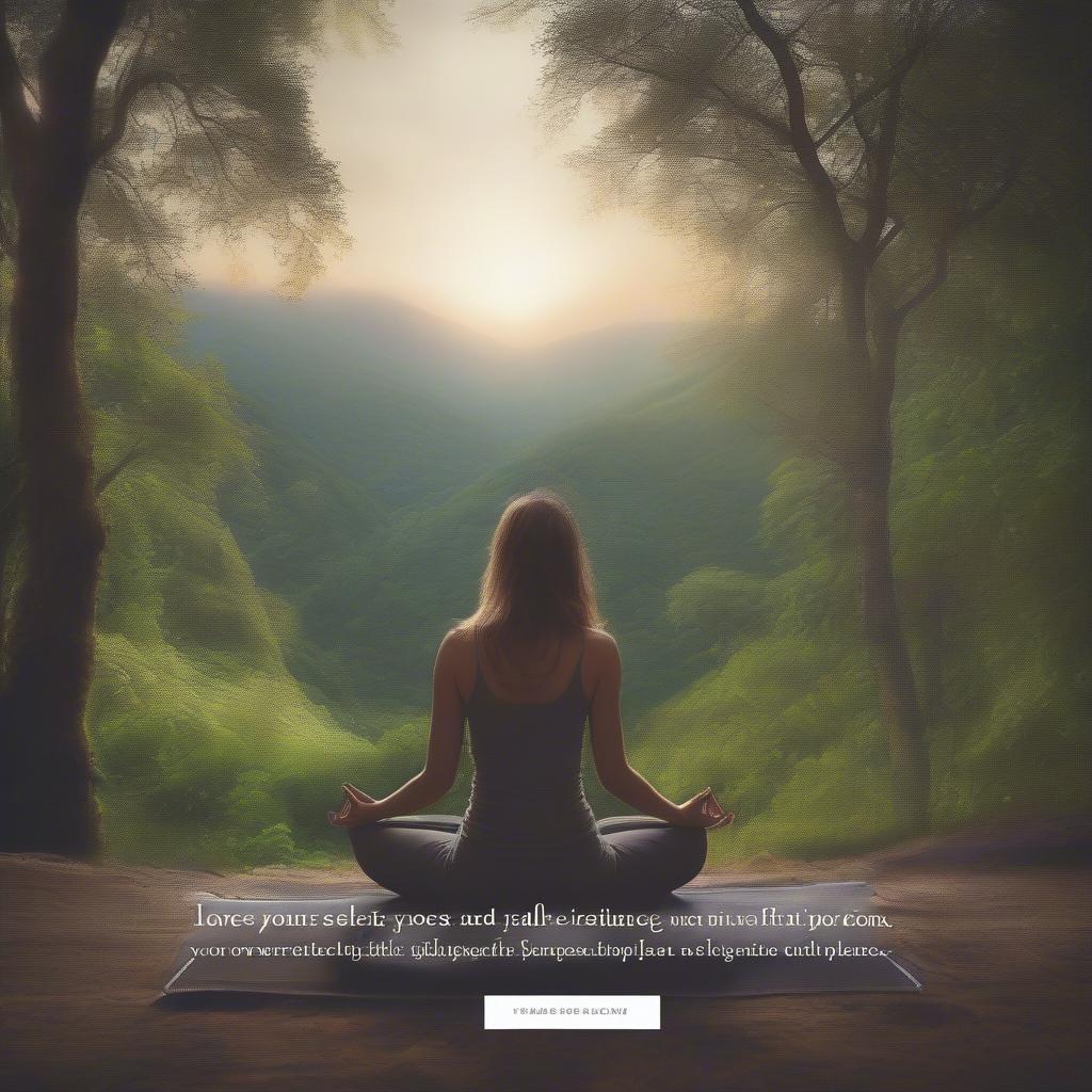 Woman Meditating with a Self-Love Quote