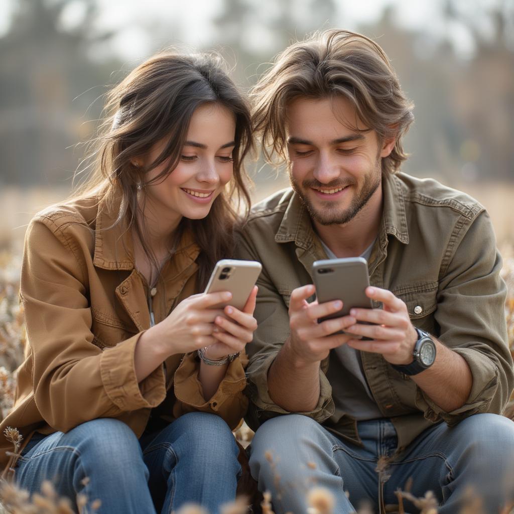 Couple Sharing Love Quotes via Text