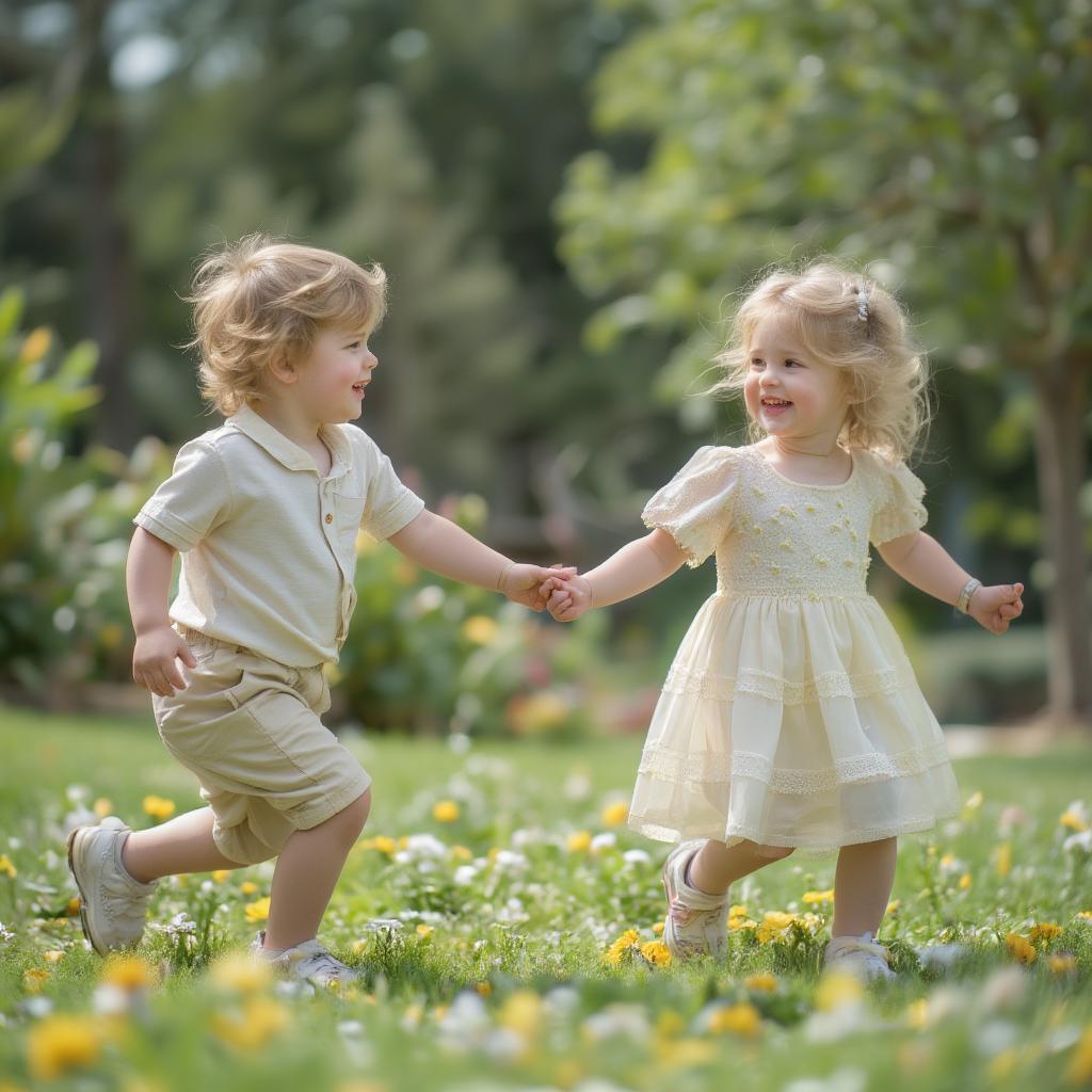 Children Playing, Showing Sibling Bond