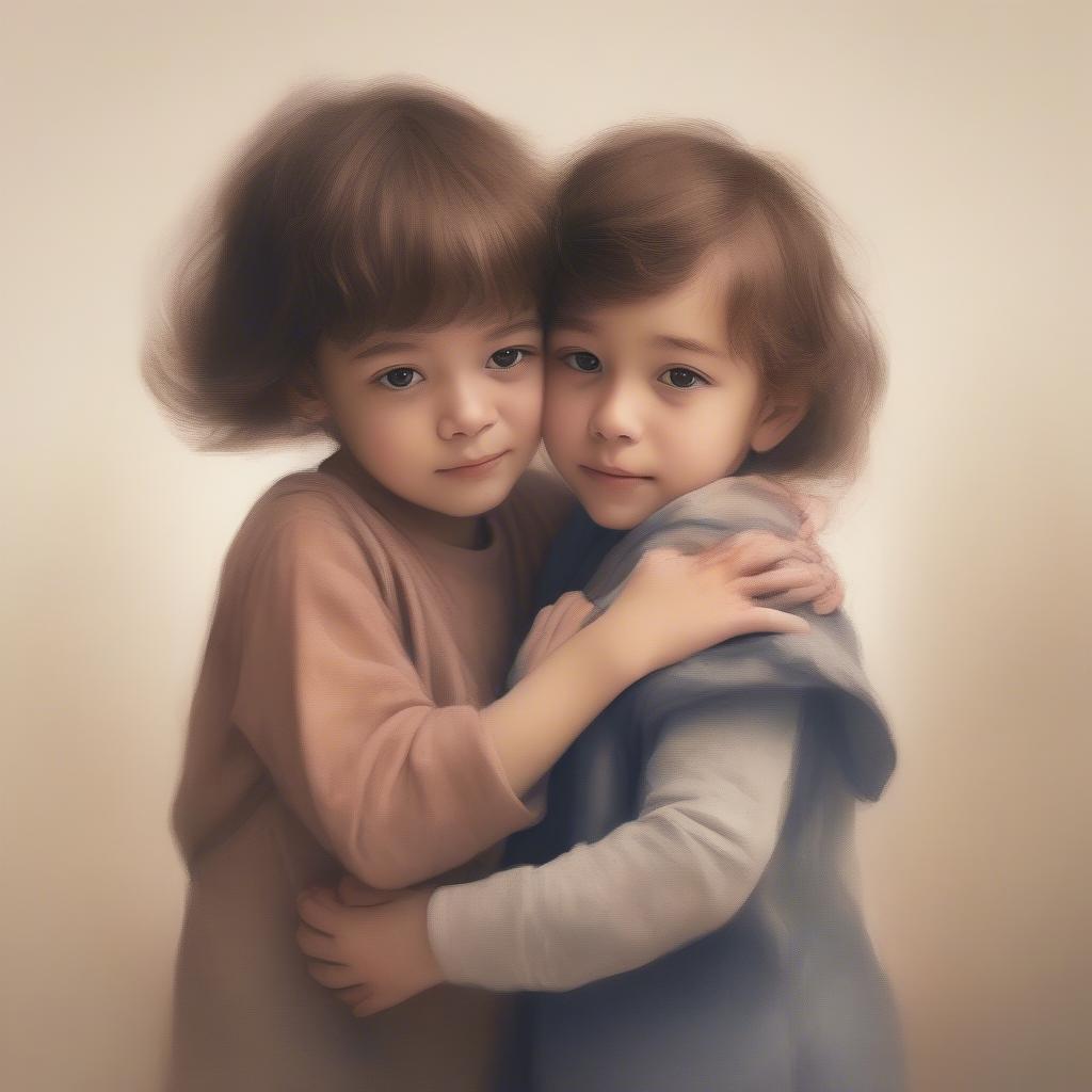 Siblings hugging, expressing love and support.