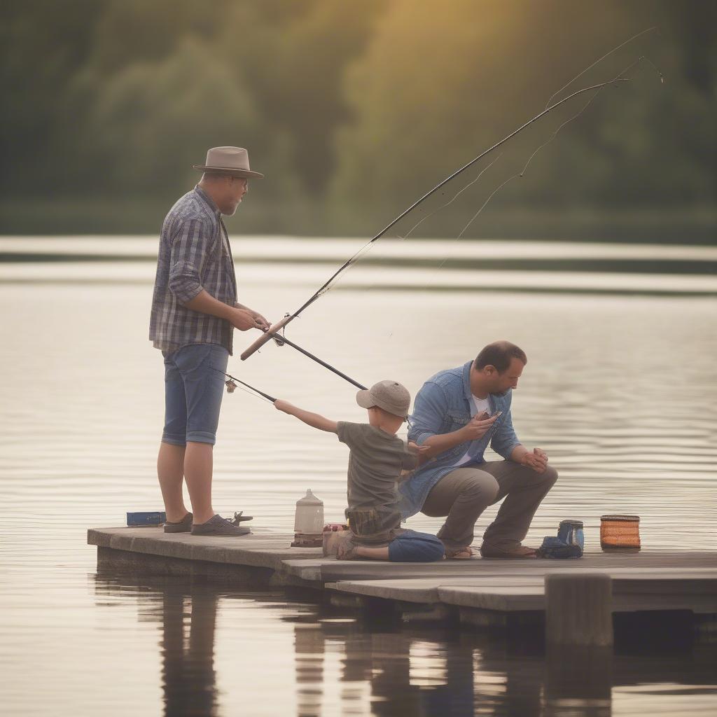 Father and Son Bonding Over Fishing