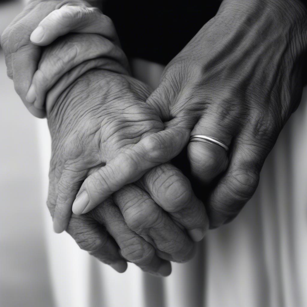 Elderly couple holding hands, representing the enduring love celebrated in Spanish anniversary quotes