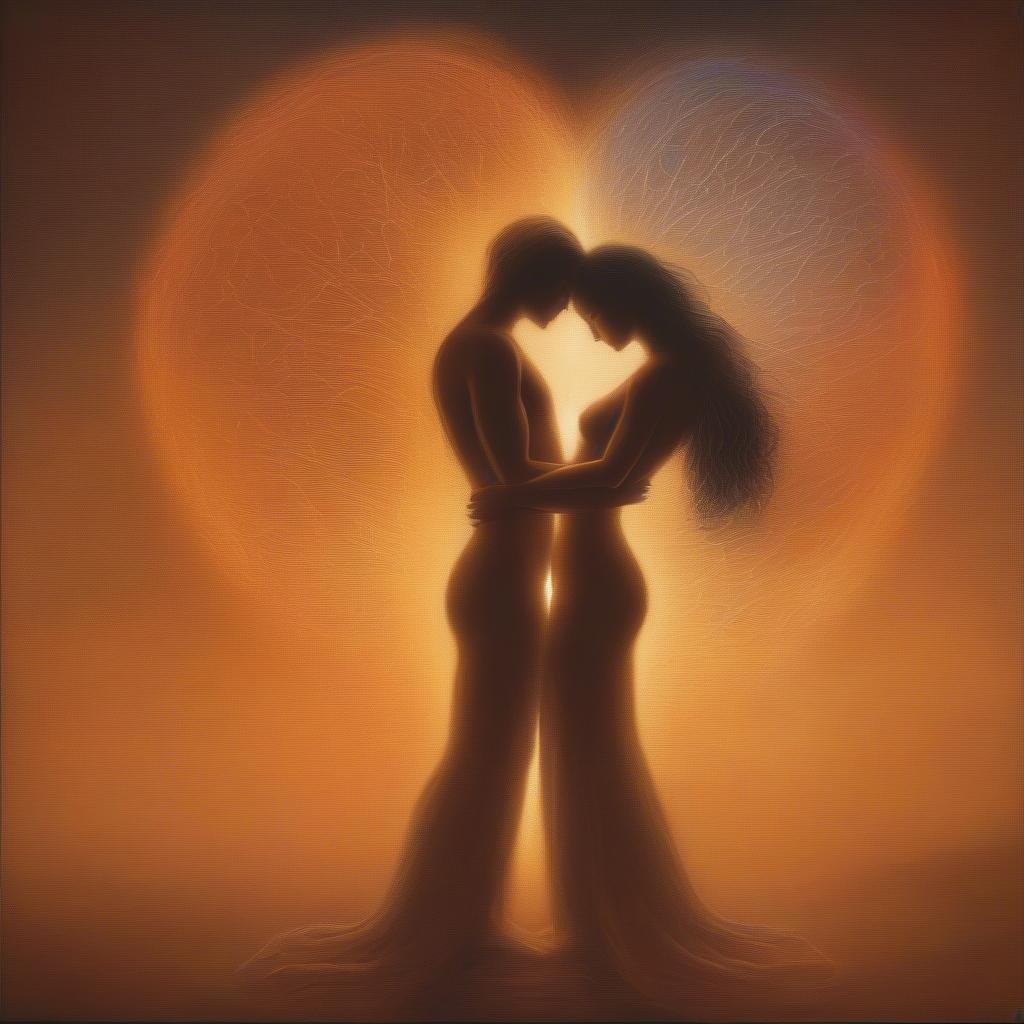 Image of two souls connecting, surrounded by a soft, ethereal light