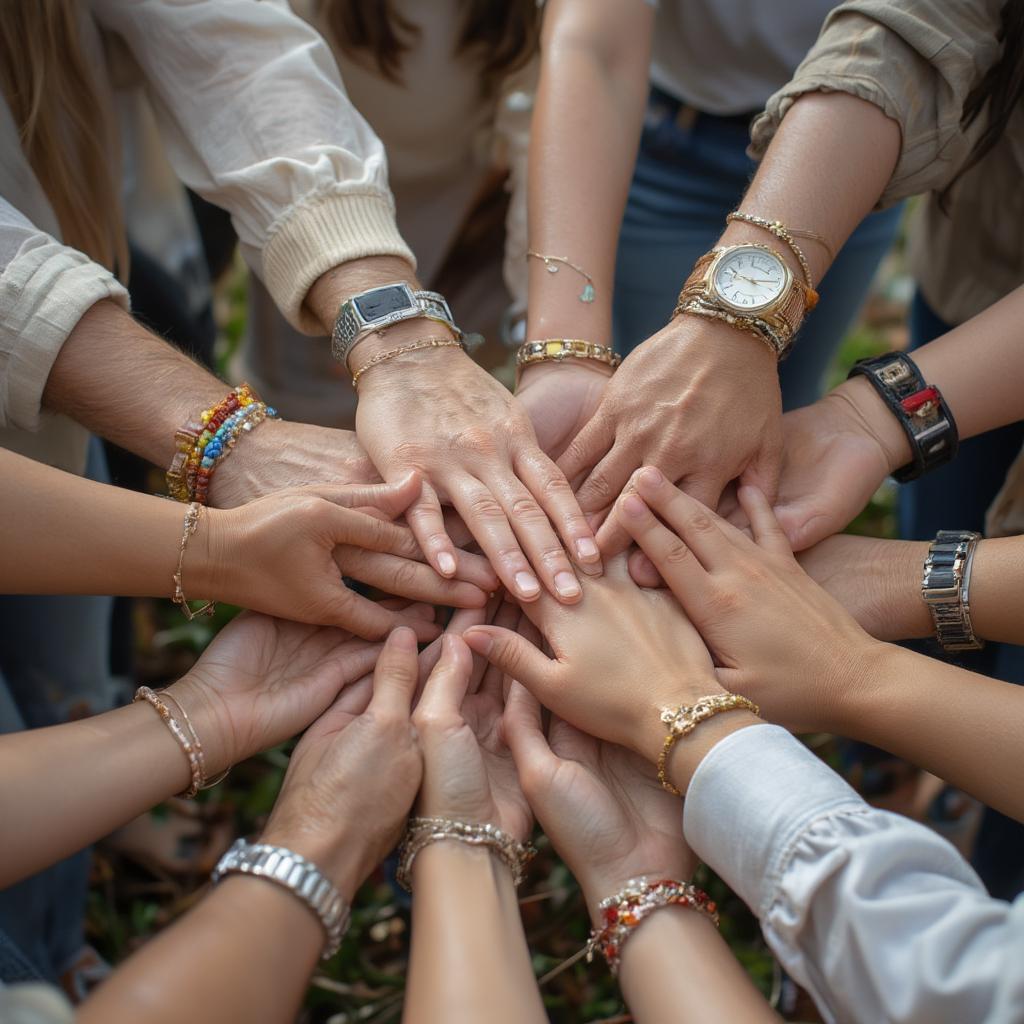 People Holding Hands in a Circle