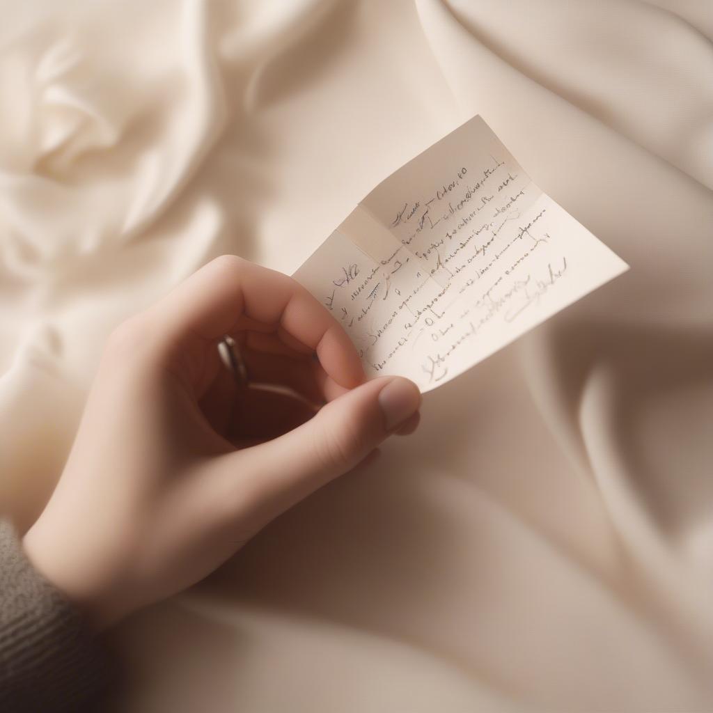 Couple holding hands with a love note