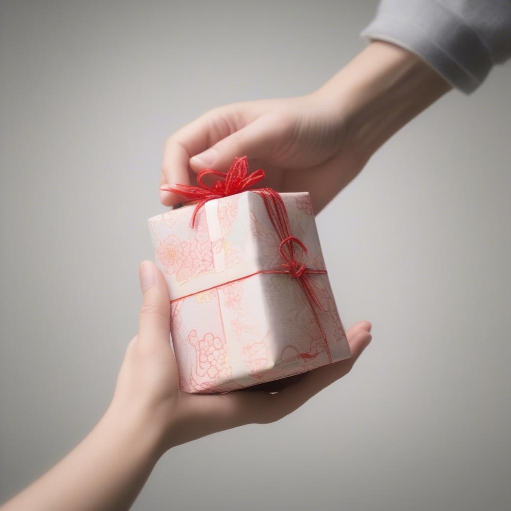 A person giving a small, thoughtful gift