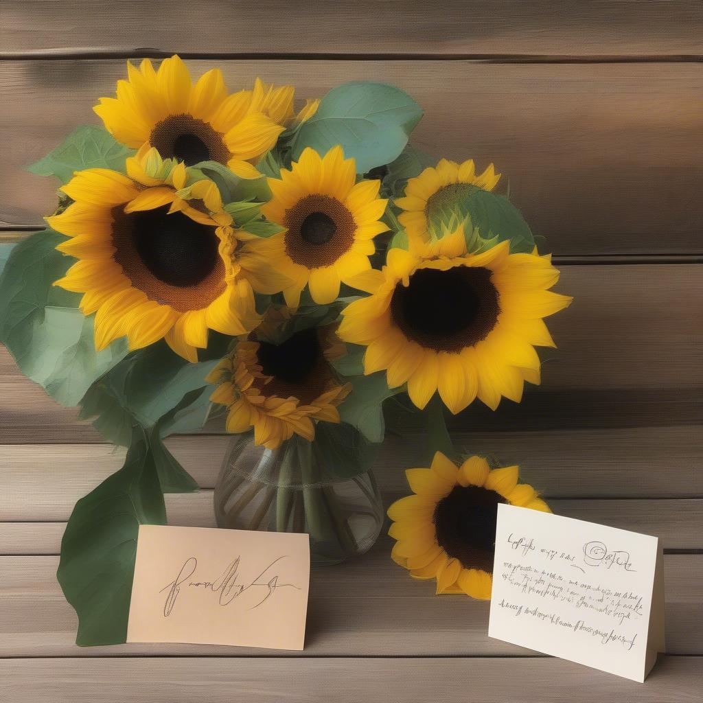 Sunflower Bouquet with a Handwritten Love Note