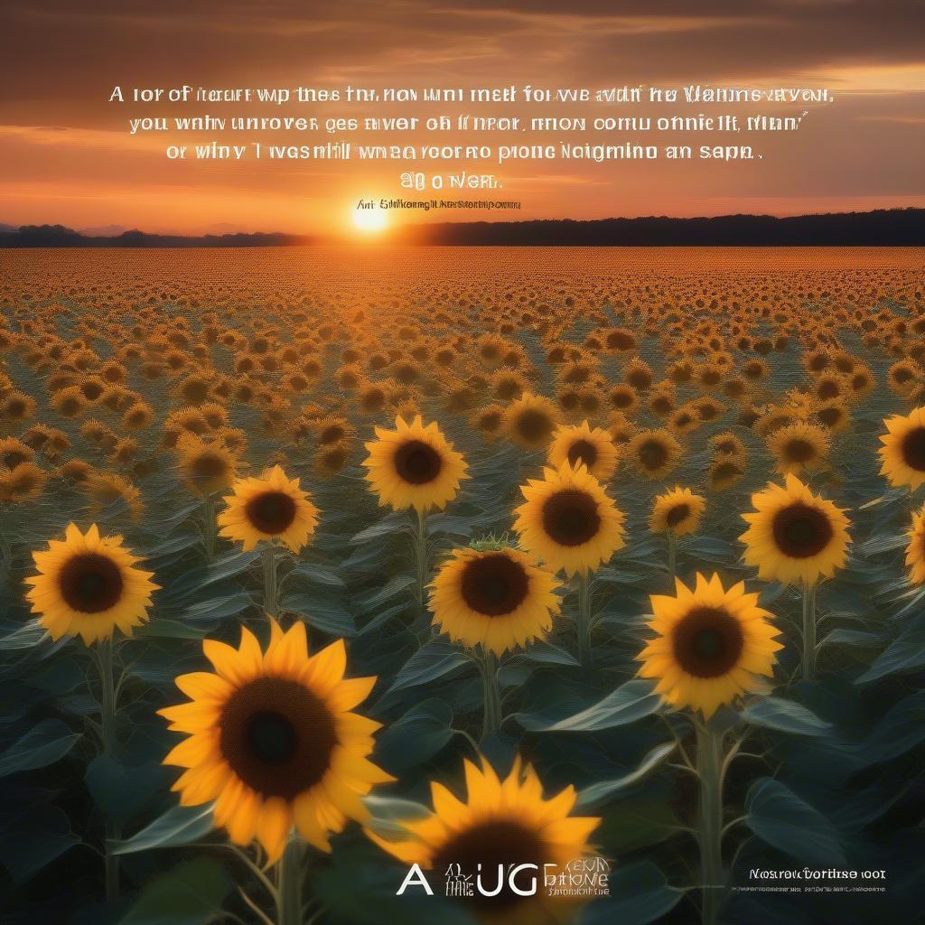 Sunflower Field with Inspiring Quote Text