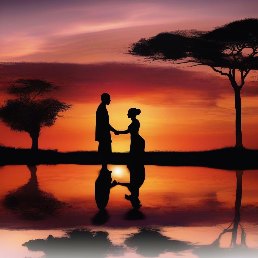 Couple watching sunset exchanging Swahili love quotes